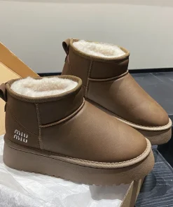 Alternative view of Women's Platform Thick-Soled Snow Boots New Winter Waterproof Short Tube Elevated Cotton Shoes Warm Fleece-Lined Bread Shoes
