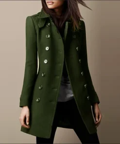 Streetwear Women Jackets Lined Double-breasted Ladies Loose Wool Overcoat Elegant Lapel Solid Pocketed Coats For Autumn Winter - Image 4