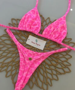 Print Sexy Bikini Sets Halter Lace-up Tops Thongs Beach Style Bathing Suit Y2k Swimsuits Women Beachwear Купальник Женский 2025