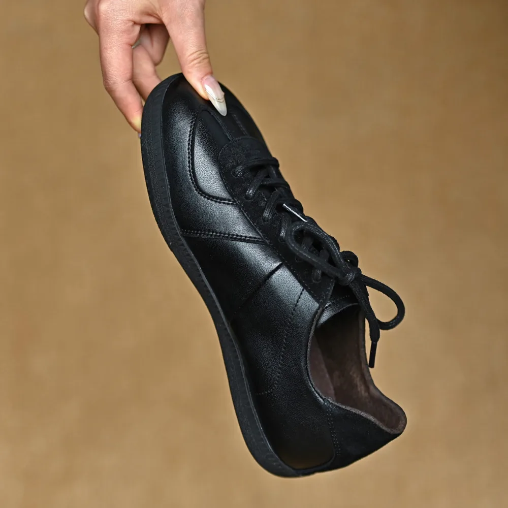 Genuine leather German training shoes Woman flats suede Retro For Women's sneakers Luxury High quality - Image 3