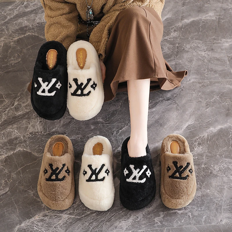2025 Autumn & Winter New Platform Thick-Soled Mule Furry Slippers - High-Heel, Warm Cotton Slippers for Indoor & Outdoor Wear - Image 6