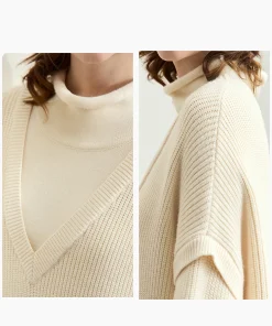 AMII Minimalist Womens Dresses 2025 Winter New Commuter Half Turtleneck Woman Clothing Solid Loose Knitted Midi Dress 12444229 - Image 6