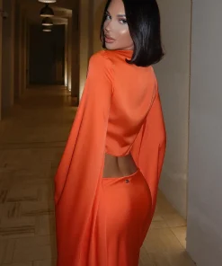 Alternative view of Huhugirl Sets Women Fashion Sexy Streetwear Solid Flare Sleeve Deep V-Neck Tracksuits (Tops+Long Skirts)Matching 2 Pieces Female