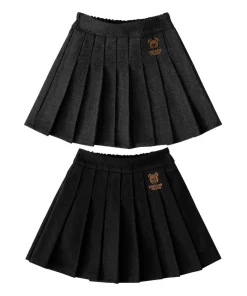 Preppy Pleated Skirts For Girls Children's Clothing Bear Children's Day Casual A Line Dress