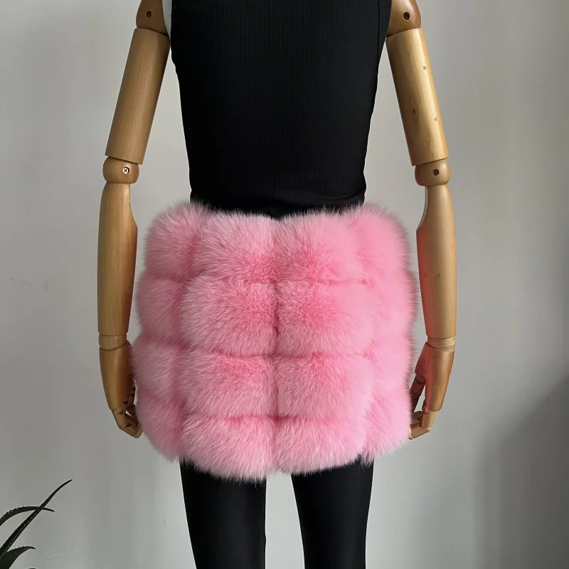 BEIZIRU Real fox fur Mini Pencil Skirt Women's Fashion Fur Skirts Warm And Stylish - Image 2