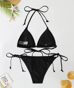 Alternative view of 2Pc/Set 2024 Fashion Sexy Swimsuit Women Bikinis Set Triangle Swimwear String Beachwear Thong One Piece Suits Brazilian Biquini