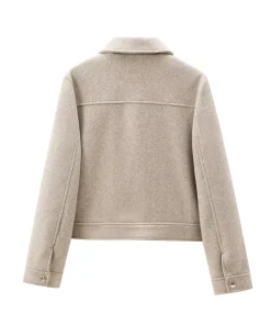 Women's Zipper Jacket Coat New Winter Long Sleeve Pocket Outerwear Coat Short Street Elegant Women's Jacket - Image 3