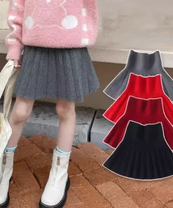 Kids Skirt Girls' Pleated Skirt Solid Sweet Pink Beach Skirt Black Cute Mini Skirt Slim Fit Baby Princess Skirt 2-12 Years - Image 3