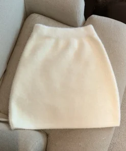 Elastic Waist Slim Women Short Skirt Sexy Elegant All-Match Basic Mini Skirt Winter Sweet Casual Knit Imitation Mink Fur Skirt - Image 6