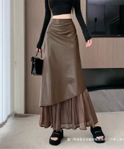 Autumn and Winter Maillard Outfit High-end Western-style Knitted Long Sweater Fashionable High Waisted Skirt Two-piece Set - Image 5