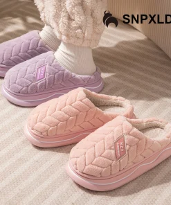 Winter Home Slippers for Women Warm Thick Sole Non Slip Indoor Slippers for Men Fluffy Bedroom Slippers for Unisex - Image 3