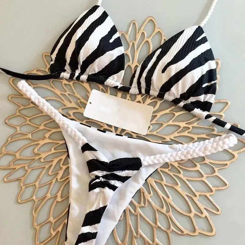 2024 Women's Bikini Swimsuit Women's Split Solid Color Lace-up Sexy Swimsuit 2-piece Set - Image 6