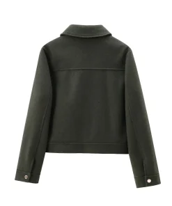 Women's Zipper Jacket Coat New Winter Long Sleeve Pocket Outerwear Coat Short Street Elegant Women's Jacket - Image 6
