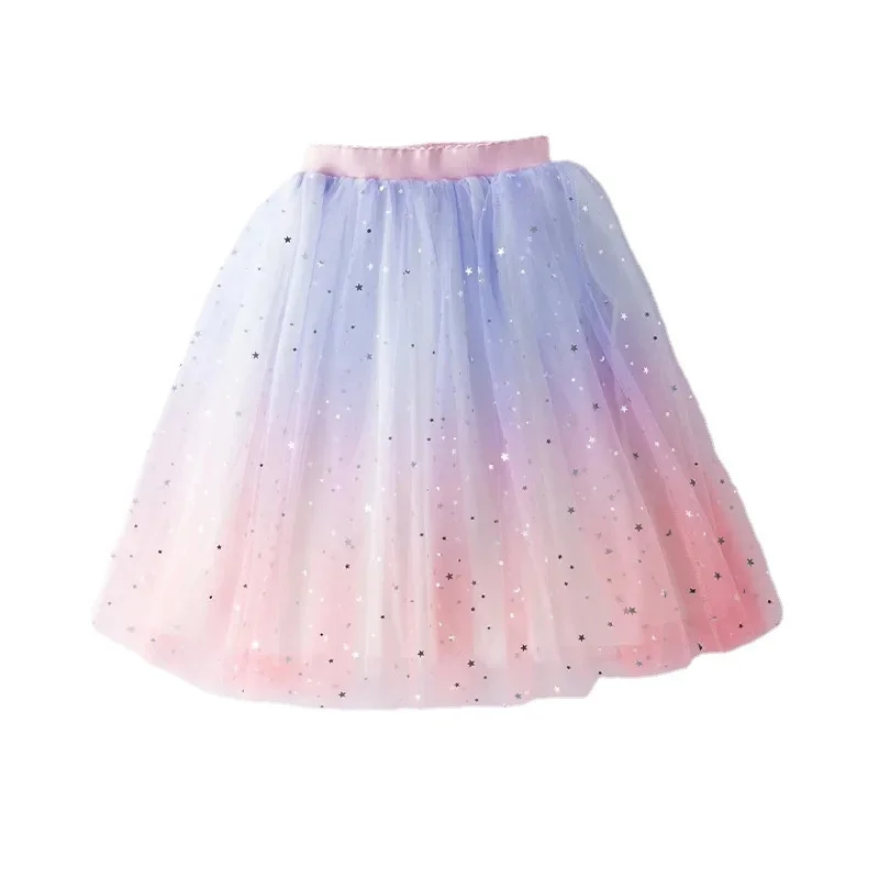 Girls Tutu Skirts Stars Print Princess Petty Girls Dancing Party Skirt Children Gradient Costume Clothes - Image 6