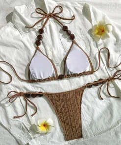 Wrinkled Halter Strappy Bikini Women Swimwear Female Swimsuit Two-pieces Bikini Set High Cut Bather Bathing Suit Swim Beachwear - Image 3