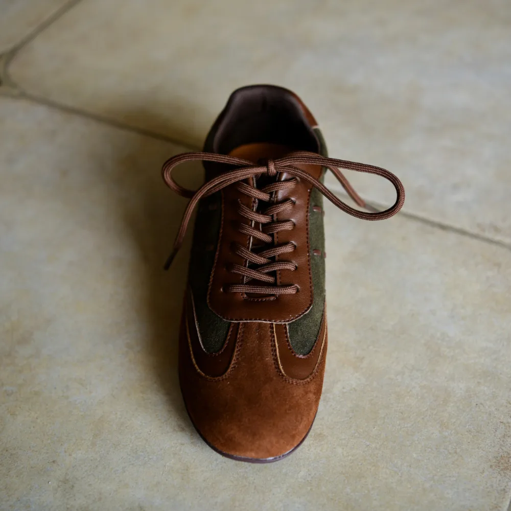 Vintage German Training Baseball Shoes for Women's Genuine Leather Woman Running Sports Shoes Outdoor Tennis Lace-up Sneakers - Image 5