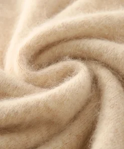 New hot selling 100% mink cashmere knitted women's high neck pullover dress sweater slim fit solid color long women's dress - Image 6