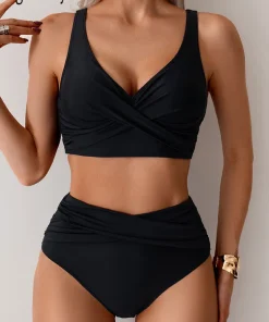 VigoBreviya 2025 Sexy Solid Strapped Swimwear Women Cross Push Up Bikini Set Brazilian Lady Swimsuit High Waist Beach Bath Suit - Image 3