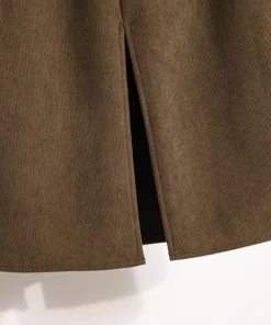 2026 Autumn Winter Plus Size Skirts Women High Waist Solid A-line Skirt Back Slit Korean Thick Elegant Fleece-lined Style Skirts - Image 6