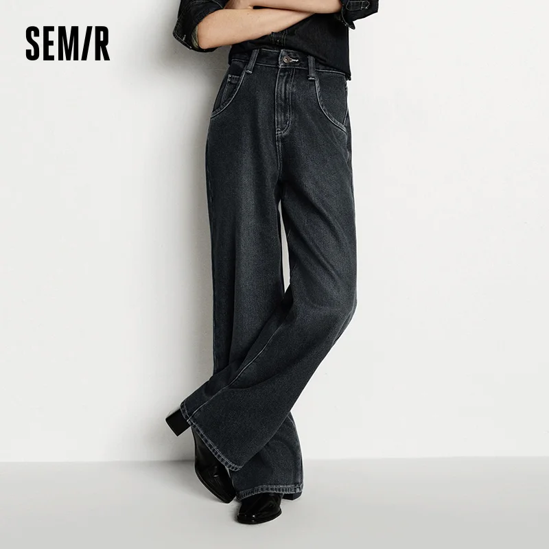 Semir Jeans Women Wide Leg Fleece Lined Comfortable High Waist Winter 2025 New Floor-Length Pants with Leg-Elongating Effect - Image 2