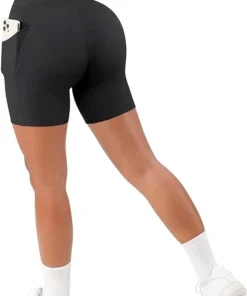 Alternative view of Sports Short Women Cross Workout Yoga Shorts with Pockets 5" High Waist Booty Biker Short