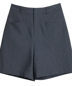 OLrain Grey Trendy Shorts 2025 Summer Straight Zip Up Blended Shorts Business Work Shorts Woman Pockets Ladies Pants O57XK99322 - Image 6