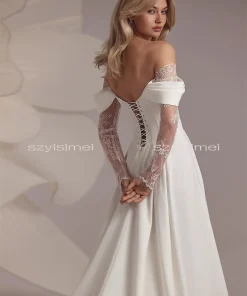 Mordern Off Shoulder Wedding Dresses A-Line Bridal Gown For Wedding Customized Bride Dresses vestidos de novia robe de mariée - Image 3