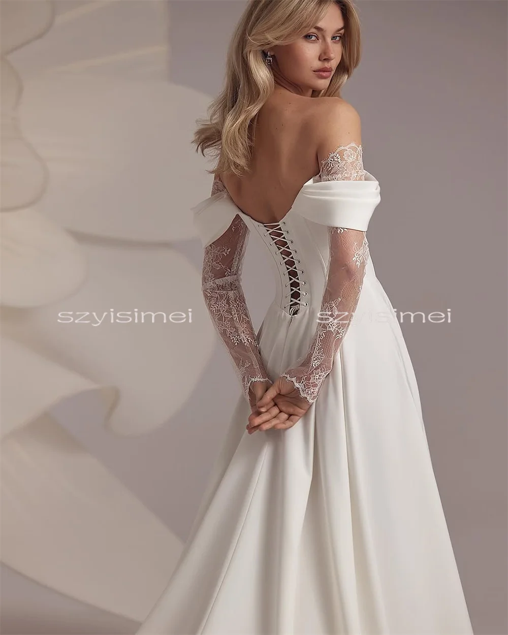Mordern Off Shoulder Wedding Dresses A-Line Bridal Gown For Wedding Customized Bride Dresses vestidos de novia robe de mariée - Image 3