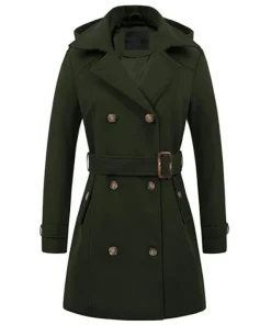 Female Hooded Woman Jackets Mid-length Double-breasted Ladies Overcoats Woolen Lapel Turndown CollarTop Winter Jacket Streetwear - Image 6