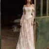 With Corset Lace Long Wedding Dress Without Gloves Dreamy Off Shoulder A-line Bridal Gown Customized Vintage Dresses For Bride