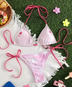 Alternative view of 2025 Cute Girls Sexy Bikinis Set Bikini Swimsuit Women Swimwear Beachwear Lingerie Elasticity Slips On Vacation