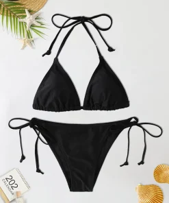2Pc/Set 2024 Fashion Sexy Swimsuit Women Bikinis Set Triangle Swimwear String Beachwear Thong One Piece Suits Brazilian Biquini