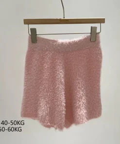Women's Autumn Winter Faux Mink Hair Shorts Sweet Soft High Waist Slim Hairy Elasticity Shorts Fashion Knitting Homewear Shorts - Image 6