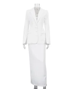 Two Piece Skirt Set Work Office New Lapel Long Sleeved Blazer+ Hip Hugging Skirt Two-piece Set Temperament Women's Clothing - Image 5