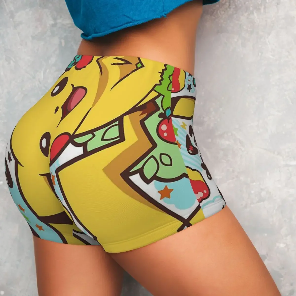 Custom Kawaii Pikachus Anime Volleyball Biker Gym Shorts for Women Athletic Workout Yoga Shorts - Image 4