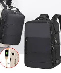 35L Large Capacity Travel Backpack Oxford Shoe Pouch Travel Luggage Bagpack with USB Charging Port Waterproof Carry On Backpack - Image 3