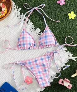 2025 Cute Girls Sexy Bikinis Set Bikini Swimsuit Women Swimwear Beachwear Lingerie Elasticity Slips On Vacation