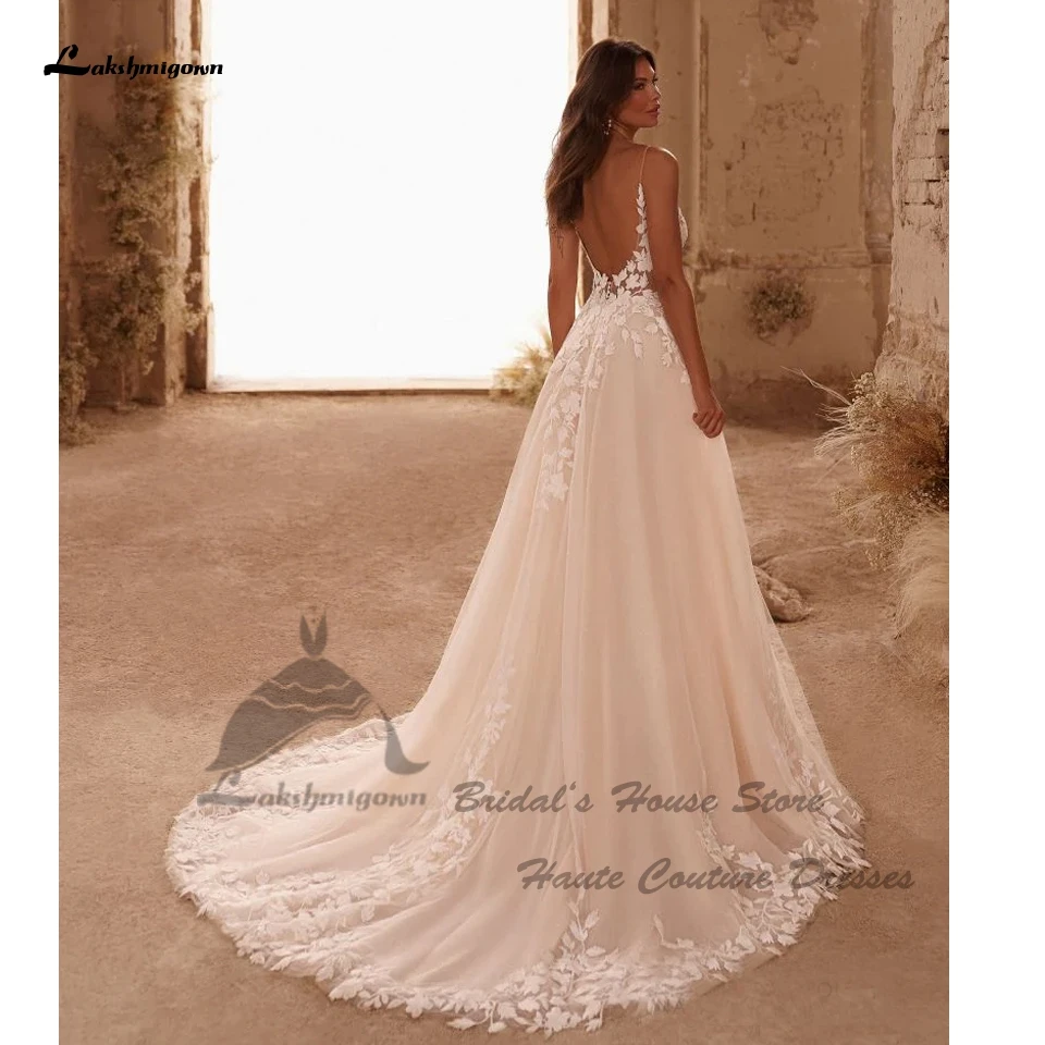 Lakshmigown Civil Boho Beach Wedding Dresses V Neck Lace Appliques 2025 Vedtidos Corset Sexy Women Bridal Gowns Customized - Image 4