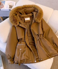 Fleece Lined Hood Down Jacket Winter Coat for Women Warm Drawstring Padded Parkas Korean Casual Streetwear Female Puffer Outwear - Image 6