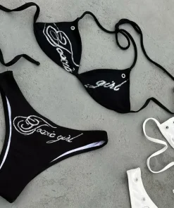 Alternative view of 2025 summer women new letter printed sexy bikini set women's swimsuit swimsuit hot pants set summer casual fashion Y2k style