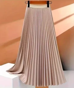 Ladies Fashion Casual Long Skirt Elegant Vintage Pleated Skirts Women Temperament Party Wear Faldas Woman Clothing Streetwear