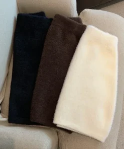 Elastic Waist Slim Women Short Skirt Sexy Elegant All-Match Basic Mini Skirt Winter Sweet Casual Knit Imitation Mink Fur Skirt - Image 4