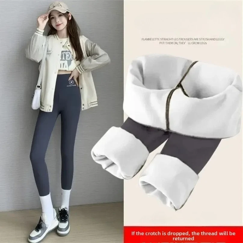 Women Thermal Leggings Winter Warm Elastic Translucent Pantyhose Female Fleece Thermal High Waist Slim Thicken Tight Pants - Image 3