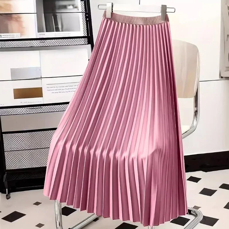 Ladies Fashion Casual Long Skirt Elegant Vintage Pleated Skirts Women Temperament Party Wear Faldas Woman Clothing Streetwear - Image 4
