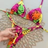 2024 Women's Bikini Swimsuit Women's Split Solid Color Lace-up Sexy Swimsuit 2-piece Set