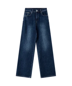 VIMLY Blue Denim Woman Pants Autumn Vintage 2025 New Straight Pockets Wide Leg Female Jeans Casual Button Trousers Ladies 75180 - Image 6