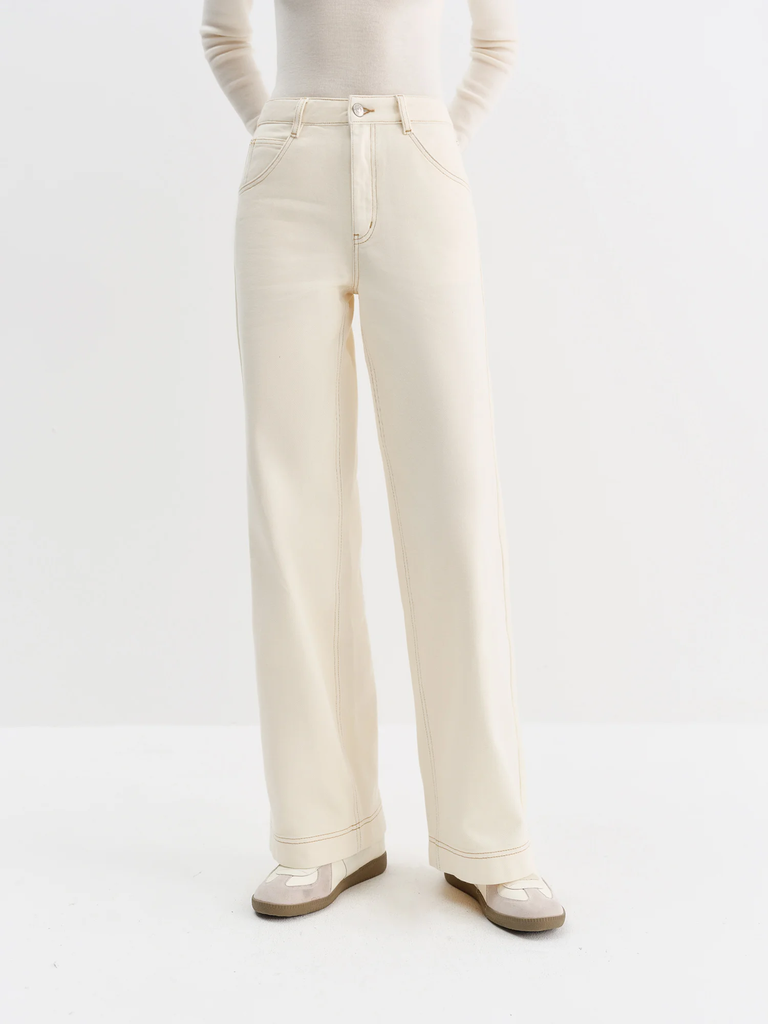 FSLE Straight High Waist Jeans for Women Winter Solid Simple All-match 2025 New Long and Short Versatile Pants Korean Style - Image 3