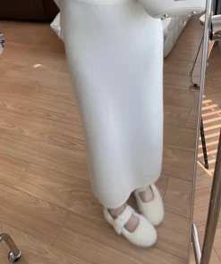 Alternative view of Soft Waxy Autumn and Winter Skirt Straight Skirt Versatile and Thin Knitted Skirt Medium and Long H Skirt Casual Skirt Women