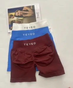 Alternative view of TEVEO Short de Yoga sans couture, élastique, respirant, pêche, fesses, Fitness, vélo d'exercice, court, extensible
