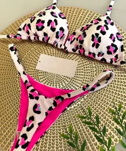 2024 Women's Bikini Swimsuit Women's Split Solid Color Lace-up Sexy Swimsuit 2-piece Set - Image 5